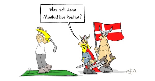 Cartoon: Manhatten (medium) by Marcus Gottfried tagged manhattan,grönland,usa,dänemark,manhattan,grönland,usa,dänemark