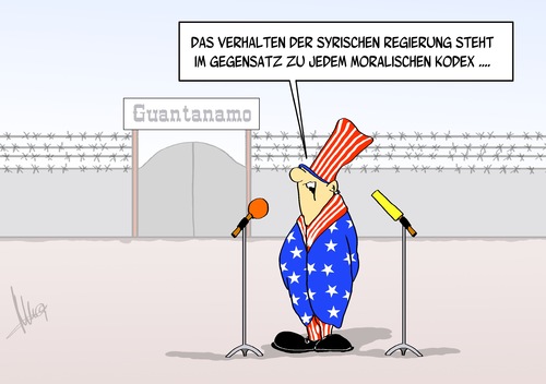 Cartoon: Moralischer Kodex (medium) by Marcus Gottfried tagged erklärung,giftgas,angriff,syrien,obama,kerry,regierung,usa,spannung,kodex,moral,ethik,guantanamo,gefangene,vergleich,assad,rebellen,freie,syrische,armee,moral,kodex,spannung,usa,regierung,kerry,obama,syrien,angriff,giftgas,erklärung,ethik,guantanamo,gefangene,vergleich,assad,rebellen,freie,syrische,armee