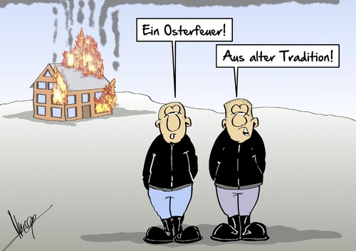 Cartoon: Ostertradition (medium) by Marcus Gottfried tagged tröglitz,osten,flüchtlingsheim,flüchtling,brandanschlad,npd,nazi,neonazi,osterfeuer,tradition,marcus,gottfried,cartoon,karikatur,tröglitz,osten,flüchtlingsheim,flüchtling,brandanschlad,npd,nazi,neonazi,osterfeuer,tradition,marcus,gottfried,cartoon,karikatur