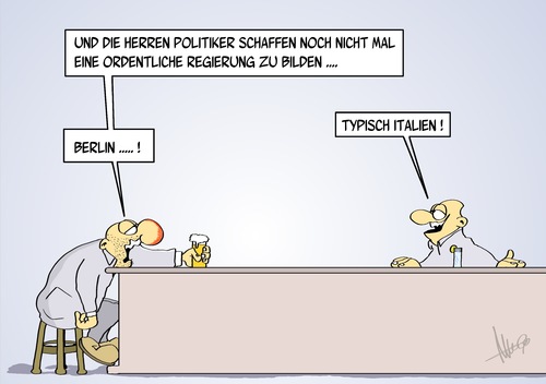 Cartoon: Regierungsbildung (medium) by Marcus Gottfried tagged gaststätte,kneipe,regierungsbildung,regierung,berlin,italien,letta,merkel,koalition,koalitionspartner,politiker,rom,parlament,wahl,wahlausgang,ordentlich,marcus,gottfried,cartoon,karikatur,klage,klagen,unfähigkeit