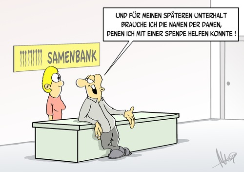 Cartoon: Spendernamen (medium) by Marcus Gottfried tagged unterhalt,unterhaltsrecht,versorgung,alter,rente,marcus,gottfried,cartoon,karikatur,arzt,samen,samenspender,samenbank,spender,kinder,vater,liste,anonym,hilfe,geburt,empfängnis,unterhalt,unterhaltsrecht,versorgung,alter,rente,marcus,gottfried,cartoon,karikatur,arzt,samen,samenspender,samenbank,spender,kinder,vater,liste,anonym,hilfe,geburt,empfängnis