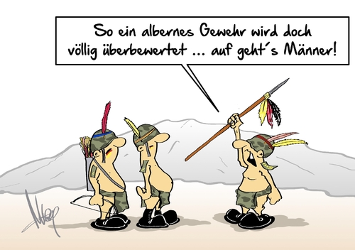 Cartoon: Überbewertet (medium) by Marcus Gottfried tagged überbewertet,gewehr,bundeswehr,g36,ziel,treffen,treffer,armee,waffe,heckler,und,koch,zielen,von,der,leyen,indianer,pfeil,speer,mut,marcus,gottfried,cartoon,karikatur,überbewertet,gewehr,bundeswehr,g36,ziel,treffen,treffer,armee,waffe,heckler,und,koch,zielen,von,der,leyen,indianer,pfeil,speer,mut,marcus,gottfried,cartoon,karikatur