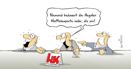 Cartoon: Waffenexporte (medium) by Marcus Gottfried tagged waffenexporte,heckler,und,koch,illegal,mexiko,deutschland,rüstung,rüstungsindustrie,waffenexporte,heckler,und,koch,illegal,mexiko,deutschland,rüstung,rüstungsindustrie