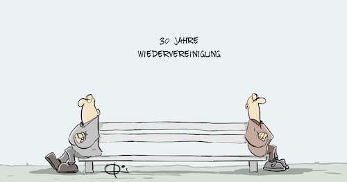 Cartoon: Wiedervereinigung (medium) by Marcus Gottfried tagged dreißig,30,jahre,ost,west,ddr,brd,wiedervereinigung,1990,dreißig,30,jahre,ost,west,ddr,brd,wiedervereinigung,1990