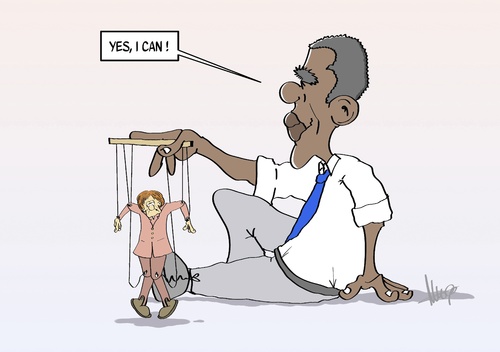 Cartoon: Yes I can (medium) by Marcus Gottfried tagged merkel,obama,usa,deutschland,spionage,nsa,bnd,marcus,gottfried,cartoon,karikatur,marionette,string,faden,puppe,spielen,strippenzieher,leine,abhängigkeit,merkel,obama,usa,deutschland,spionage,nsa,bnd,marcus,gottfried,cartoon,karikatur,marionette,string,faden,puppe,spielen,strippenzieher,leine,abhängigkeit