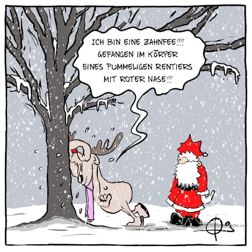 Cartoon: Zahnfee081220 (medium) by Marcus Gottfried tagged zahnfee,elch,rudolph,rentier,weihnachten,trans,zahnfee,elch,rudolph,rentier,weihnachten,trans