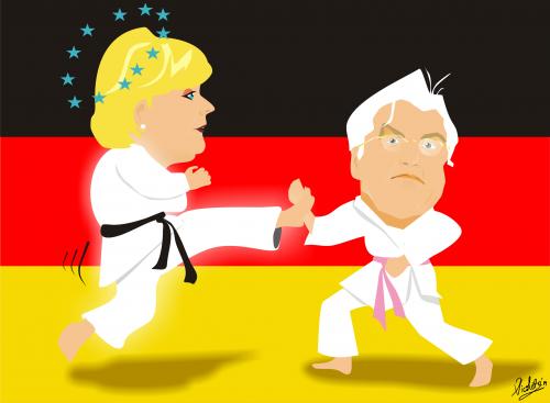 Cartoon: Merkel and Steinmeier (medium) by Nicoleta Ionescu tagged angela,merkel,frank,walter,steinmeier
