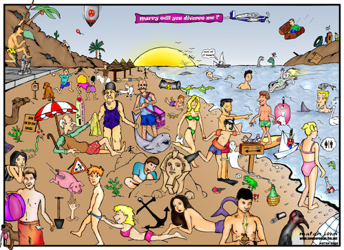 Cartoon: sea of love (medium) by matan_kohn tagged sun,beach,funny,poster,m...