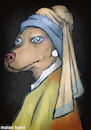 Cartoon: Puppy with a pearl earring (small) by matan_kohn tagged cute,dog,lover,dogs,drawing,fine,art,funny,girl,with,pearl,earring,humor,humorous,pet,vermeer