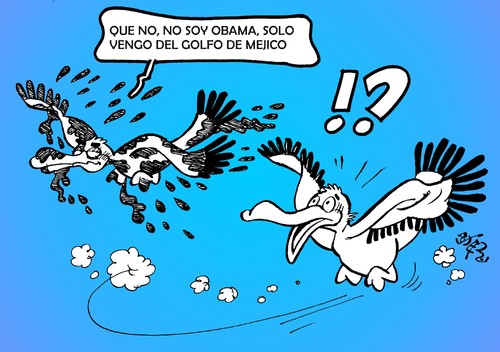 Cartoon: PETROLEO EN EL GOLFO DE MEXICO (medium) by SOLER tagged petroleo,mexico,obama