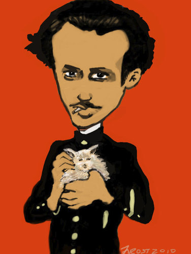 Cartoon: Jean Cras (medium) by frostyhut tagged caricature,cigarette,cat,kitten,composer,french,cras