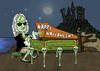 Cartoon: Bachenstein says Happy Halloween (small) by frostyhut tagged bach halloween holiday scary castle harpsichord piano baroque classical music composer