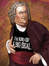 Cartoon: big deal (small) by frostyhut tagged bach,music,classical,wig,piano,keyboard,harpsichord,orchestra,composer