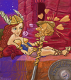 Cartoon: Brunhilde (small) by frostyhut tagged brunhilde,wagner,ring,niebelung,valkyries,shield,skull,heart,opera