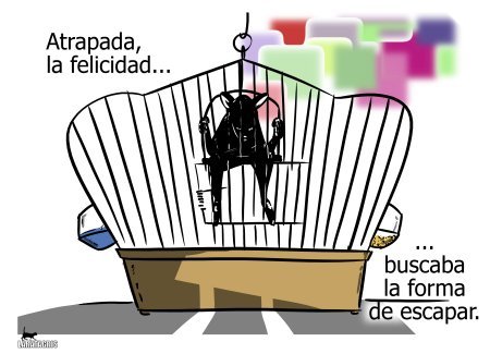 Cartoon: Evasion (medium) by LaRataGris tagged laratagris,felicidad,atrapada