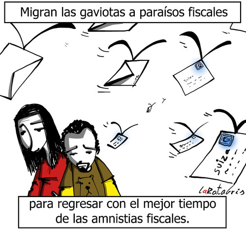 Cartoon: migraciones fiscales (medium) by LaRataGris tagged corrupcion
