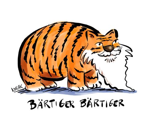 Cartoon: Bärtiger Bärtiger (medium) by Kossak tagged tiger,tier,bart,wortspiel,bärtig,katze,bärtiger,tiger,tier,bart,wortspiel,bärtig,katze