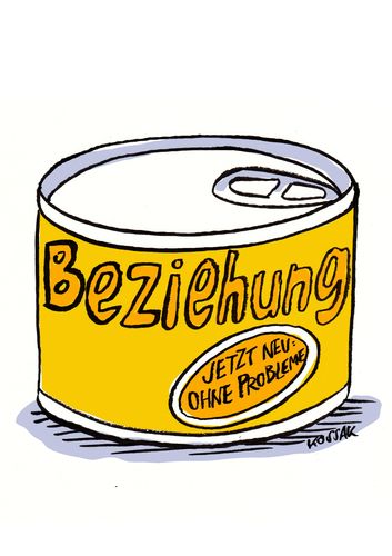 Cartoon: Beziehung (medium) by Kossak tagged beziehung,relationship,liebe,love,probleme,problems,dose,can,beziehung,liebe,probleme,dose,essen,dosenfutter,partnerschaft,ehe