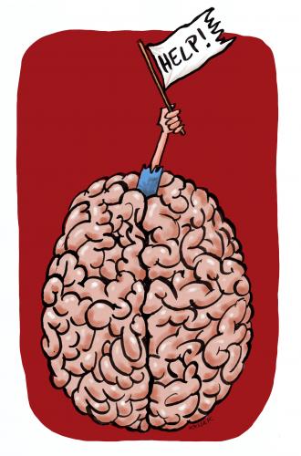 Cartoon: brain (medium) by Kossak tagged gehirn,hirn,brain,gedanken,thoughts,mind,hilfe,help,psychologie,psychology,gehirn,hirn,gedanken,hilfe,psychologie,psyche,verzweiflung