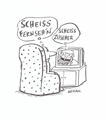 Cartoon: Scheiss Fernsehn (medium) by Kossak tagged tv,television,fernsehen,zuseher,medien,show,sendung,audience,tv,fernsehen,medium,unterhaltung,zuseher,zuschauer,programm