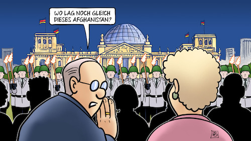 Cartoon: Afghanistan-Zapfenstreich (medium) by Harm Bengen tagged afghanistan,zapfenstreich,bundeswehr,reichstag,auslandseinsatz,ehrung,vergessen,harm,bengen,cartoon,karikatur,afghanistan,zapfenstreich,bundeswehr,reichstag,auslandseinsatz,ehrung,vergessen,harm,bengen,cartoon,karikatur