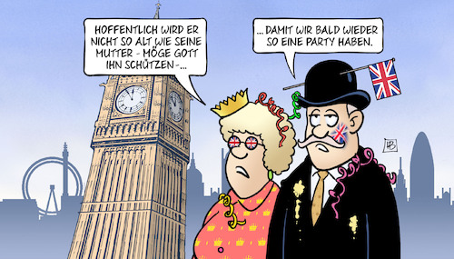 Cartoon: After-Krönung (medium) by Harm Bengen tagged alter,mutter,queen,party,krone,krönung,charles,könig,big,ben,london,harm,bengen,cartoon,karikatur,alter,mutter,queen,party,krone,krönung,charles,könig,big,ben,london,harm,bengen,cartoon,karikatur