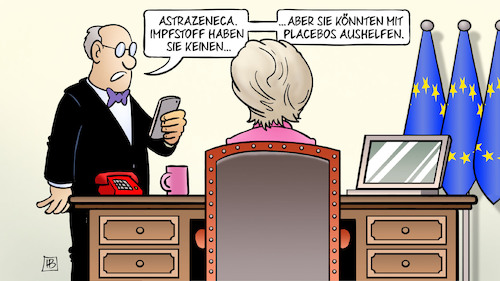 Cartoon: AstaZeneca-Placebos (medium) by Harm Bengen tagged placebos,von,der,leyen,telefon,handy,pharmakonzern,europa,eu,astrazeneca,corona,impfstoff,wirksamkeit,lieferprobleme,harm,bengen,cartoon,karikatur,placebos,von,der,leyen,telefon,handy,pharmakonzern,europa,eu,astrazeneca,corona,impfstoff,wirksamkeit,lieferprobleme,harm,bengen,cartoon,karikatur