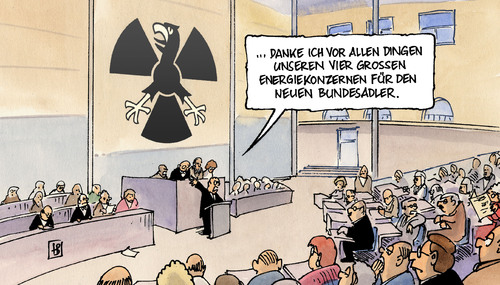 Cartoon: Atomdebatte Bundestag (medium) by Harm Bengen tagged atomdebatte,bundestag,atom,atomkraft,kernkraft,akw,laufzeitverlängerung,stromkonzerne,energiekonzerne,strom,energie,klientel,ausstieg,röttgen,merkel,gabriel,trittin,grüne,spd,linke,fdp,cdu,csu,atomdebatte,bundestag,atom,atomkraft,kernkraft,akw,laufzeitverlängerung,stromkonzerne,energiekonzerne,strom,energie,klientel,ausstieg,röttgen,merkel,gabriel,trittin,grüne,spd,linke,fdp,csu