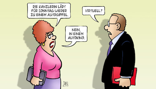 Cartoon: Autokino (medium) by Harm Bengen tagged kanzlerin,merkel,sonntag,autogipfel,virtuell,videokonferenz,corona,autokino,harm,bengen,cartoon,karikatur,kanzlerin,merkel,sonntag,autogipfel,virtuell,videokonferenz,corona,autokino,harm,bengen,cartoon,karikatur