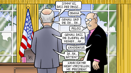 Cartoon: Biden-Zweifel (medium) by Harm Bengen tagged obama,pelosi,kandidatur,rücktritt,oval,office,president,biden,gesundheit,alter,wahlkampf,präsidentschaftswahl,harm,bengen,cartoon,karikatur,obama,pelosi,kandidatur,rücktritt,oval,office,president,biden,gesundheit,alter,wahlkampf,präsidentschaftswahl,harm,bengen,cartoon,karikatur