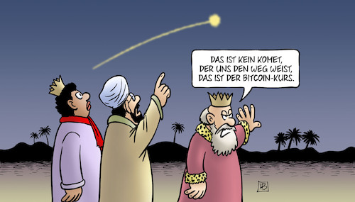 Cartoon: Bitcoin-Kursanstieg (medium) by Harm Bengen tagged bitcoin,börse,komet,stern,kursanstieg,heilige,drei,könige,weise,morgenland,weihnachten,harm,bengen,cartoon,karikatur,bitcoin,börse,komet,stern,kursanstieg,heilige,drei,könige,weise,morgenland,weihnachten,harm,bengen,cartoon,karikatur