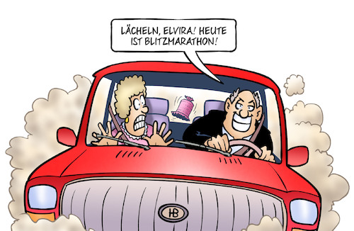 Cartoon: Blitzmarathon 2024 (medium) by Harm Bengen tagged lächeln,blitzmarathon,blitzen,tempo,polizei,kfz,auto,angst,harm,bengen,cartoon,karikatur,lächeln,blitzmarathon,blitzen,tempo,polizei,kfz,auto,angst,harm,bengen,cartoon,karikatur