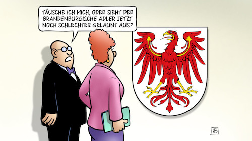 Cartoon: Brandenburgischer Adler (medium) by Harm Bengen tagged brandenburgischer,adler,schlecht,gelaunt,wappen,landtagswahl,brandenburg,harm,bengen,cartoon,karikatur,brandenburgischer,adler,schlecht,gelaunt,wappen,landtagswahl,brandenburg,harm,bengen,cartoon,karikatur