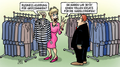 Cartoon: Business-Kleidung (medium) by Harm Bengen tagged businesskleidung,business,kleidung,grossbanken,banken,bank,deutsche,nadelstreifen,anzug,häftling,sträfling,gefängnis,knast,strafe,eu,libor,zins,manipulation,betrug,kartell,harm,bengen,cartoon,karikatur,businesskleidung,business,kleidung,grossbanken,banken,bank,deutsche,nadelstreifen,anzug,häftling,sträfling,gefängnis,knast,strafe,eu,libor,zins,manipulation,betrug,kartell,harm,bengen,cartoon,karikatur