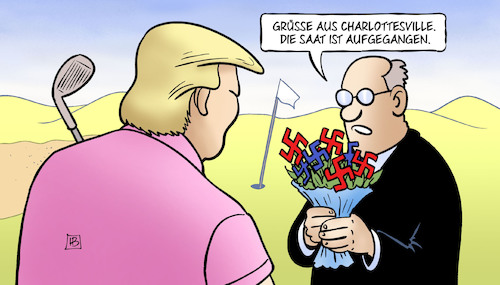 Cartoon: Charlottesville (medium) by Harm Bengen tagged charlottesville,saat,aufgegangen,trump,nazis,faschisten,rassisten,rechts,blumen,hakenkreuze,golf,harm,bengen,cartoon,karikatur,charlottesville,saat,aufgegangen,trump,nazis,faschisten,rassisten,rechts,blumen,hakenkreuze,golf,harm,bengen,cartoon,karikatur