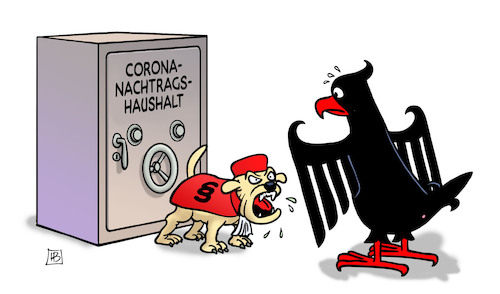 Cartoon: Corona-Nachtragshaushalt (medium) by Harm Bengen tagged corona,nachtragshaushalt,haushalt,klimatransformationsfonds,safe,bundesadler,adler,hund,bverfg,urteil,harm,bengen,cartoon,karikatur,corona,nachtragshaushalt,haushalt,klimatransformationsfonds,safe,bundesadler,adler,hund,bverfg,urteil,harm,bengen,cartoon,karikatur