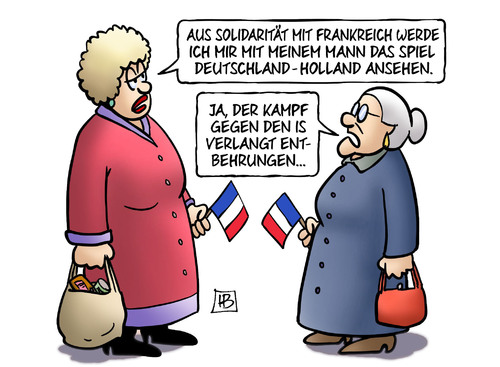 Cartoon: Deutschland-Holland (medium) by Harm Bengen tagged susemil,solidarität,spiel,fussball,deutschland,holland,kampf,krieg,is,islamismus,terror,paris,frankreich,harm,bengen,cartoon,karikatur,susemil,solidarität,spiel,fussball,deutschland,holland,kampf,krieg,is,islamismus,terror,paris,frankreich,harm,bengen,cartoon,karikatur