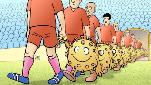 Cartoon: DFL-Restart (medium) by Harm Bengen tagged dfl,restart,bundesliga,fussball,kinder,corona,coronavirus,ansteckung,pandemie,epidemie,krankheit,schaden,harm,bengen,cartoon,karikatur,dfl,restart,bundesliga,fussball,kinder,corona,coronavirus,ansteckung,pandemie,epidemie,krankheit,schaden,harm,bengen,cartoon,karikatur