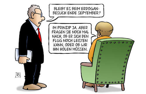 Cartoon: Erdogan-Flug (medium) by Harm Bengen tagged erdogan,staatsbesuch,september,türkei,währung,lira,verfall,flug,merkel,harm,bengen,cartoon,karikatur,erdogan,staatsbesuch,september,türkei,währung,lira,verfall,flug,merkel,harm,bengen,cartoon,karikatur