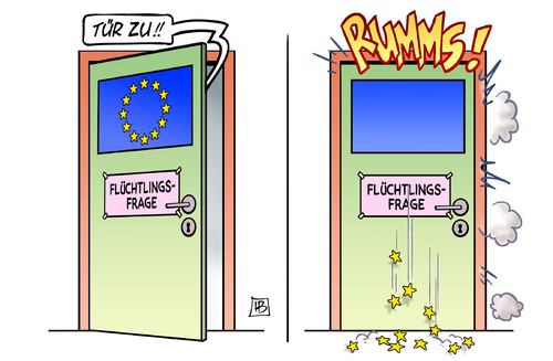 Cartoon: EU zerbröselt (medium) by Harm Bengen tagged asylverfahren,eu,europa,streit,asyl,flüchtlinge,harm,bengen,cartoon,karikatur,asylverfahren,eu,europa,streit,asyl,flüchtlinge,harm,bengen,cartoon,karikatur