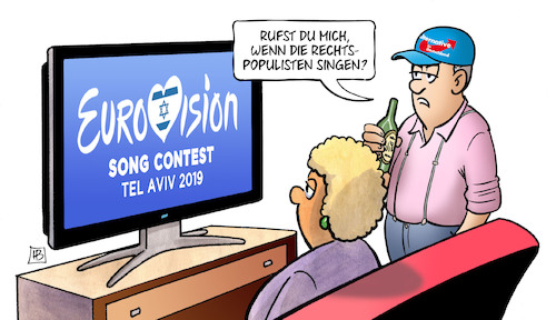 Cartoon: Europawahl und ESC (medium) by Harm Bengen tagged rechtspopulisten,singen,afd,esc,eurovison,song,contest,israel,harm,bengen,cartoon,karikatur,rechtspopulisten,singen,afd,esc,eurovison,song,contest,israel,harm,bengen,cartoon,karikatur