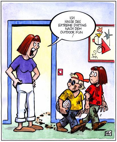 Cartoon: Extreme-Dirting (medium) by Harm Bengen tagged extreme,dirting,kinder,dreck,erziehung,kinder,druck,schmutz,erziehung,gesellschaft,familie,mutter,eltern,spielen,extrem,outdoor,spaß,ärger,sauer,klamotten,anziehsachen,kleidung,waschen,sprache,deutsch,englisch,deutsche sprache,engliche sprache,denglisch,jargon,fachsprache,slang,umgangssprache,sprachpanscherei,lehnwort,fremdwort,fremdwörterei,fremdwörterunfug,reinheit der sprache,sprachreinheit,verwechslungsgefahr,verwirrung,sprachwidrigkeit,sprachvermengung,sprachvermögen,modesprache,berufsjugendlich,modeerscheinung,anglizismen,anglizismus,verballhornung,sprachenwirrwarr,vermischung,sprachenvermischung,sprachenmix,deutsche,engliche,reinheit,der