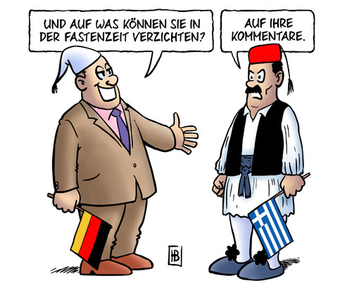 Cartoon: Fastenzeit (medium) by Harm Bengen tagged esm,troika,griechenland,deutschland,banken,hedgefonds,versicherungen,staatsanleihen,zinsen,rettungsschirm,europa,eu,euro,euroschuldenkrise,schulden,verschuldung,efsf,erpressung,raub,bankrott,pleite,aufstand,unruhen,widerstand,demonstrationen,hilfspakete,rettungspakete,hunger,wirtschaft,fastenzeit,verzicht,kommentare,esm,griechenland,troika,deutschland,banken,hedgefonds,versicherungen,staatsanleihen,zinsen,euro,euroschuldenkrise