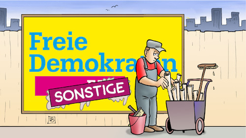 Cartoon: FDP unter Sonstige (medium) by Harm Bengen tagged sonstige,fdp,plakatkleber,plakatwand,landtagswahlen,sachsen,thüringen,harm,bengen,cartoon,karikatur,sonstige,fdp,plakatkleber,plakatwand,landtagswahlen,sachsen,thüringen,harm,bengen,cartoon,karikatur