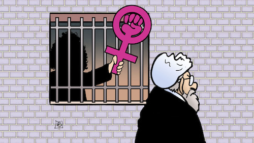 Cartoon: Friedensnobelpreis 2023 (medium) by Harm Bengen tagged nobel,peace,prize,2023,narges,mohammadi,iran,feminismus,frauenrechte,womens,rights,jail,knast,gefängnis,mullah,harm,bengen,cartoon,karikatur,nobel,peace,prize,2023,narges,mohammadi,iran,feminismus,frauenrechte,womens,rights,jail,knast,gefängnis,mullah,harm,bengen,cartoon,karikatur