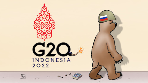 Cartoon: G20-Bombe (medium) by Harm Bengen tagged baer,bombe,streichhölzer,g20,gipfel,indonesien,krieg,ukraine,russland,harm,bengen,cartoon,karikatur,baer,bombe,streichhölzer,g20,gipfel,indonesien,krieg,ukraine,russland,harm,bengen,cartoon,karikatur