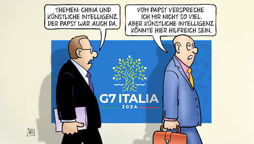 Cartoon: G7 und KI (medium) by Harm Bengen tagged china,ki,künstliche,intelligenz,papst,g7,italien,konferenz,harm,bengen,cartoon,karikatur,china,ki,künstliche,intelligenz,papst,g7,italien,konferenz,harm,bengen,cartoon,karikatur