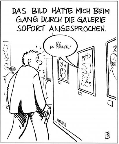 Cartoon: Galerie (medium) by Harm Bengen tagged galerie,ausstellung,museum,vernissage,kunst,malerei,bild,kunstwerk,bildene kunst,besucher,kultur,bildene,beleidigung,schimpfwort