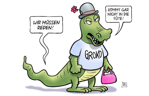 Cartoon: Groko redet (medium) by Harm Bengen tagged groko,reden,koalition,spd,cdu,csu,esken,walter,borjahns,tüte,krokodil,schwanz,harm,bengen,cartoon,karikatur,groko,reden,koalition,spd,cdu,csu,esken,walter,borjahns,tüte,krokodil,schwanz,harm,bengen,cartoon,karikatur