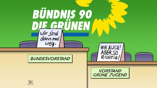 Cartoon: Grüne Jugend (medium) by Harm Bengen tagged bundesvorstand,vorstand,jugend,gruene,ruecktritt,austritt,landtagswahlniederlage,brandenburg,partei,harm,bengen,cartoon,karikatur,bundesvorstand,vorstand,jugend,gruene,ruecktritt,austritt,landtagswahlniederlage,brandenburg,partei,harm,bengen,cartoon,karikatur